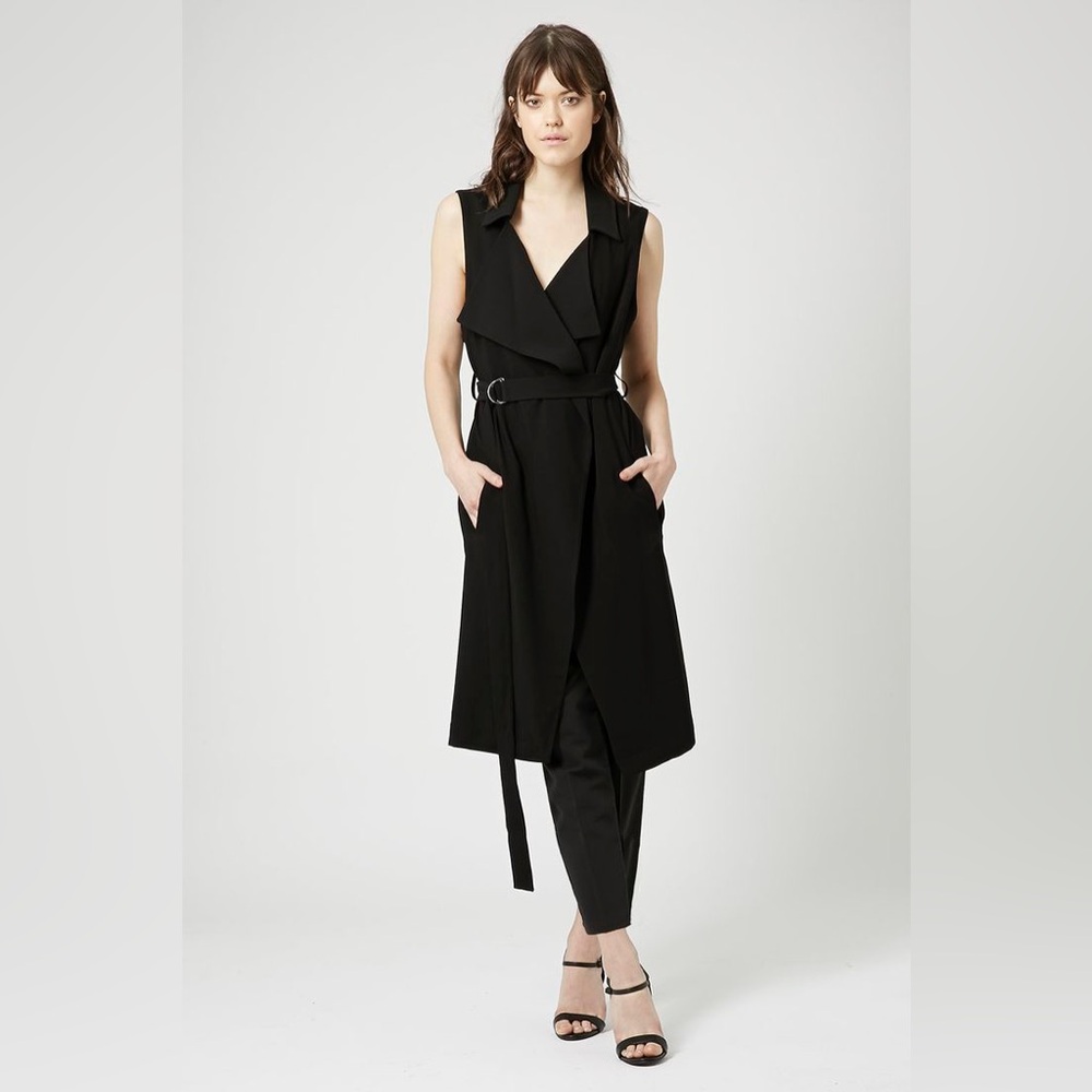 Topshop Black Sleeveless Vest Coat